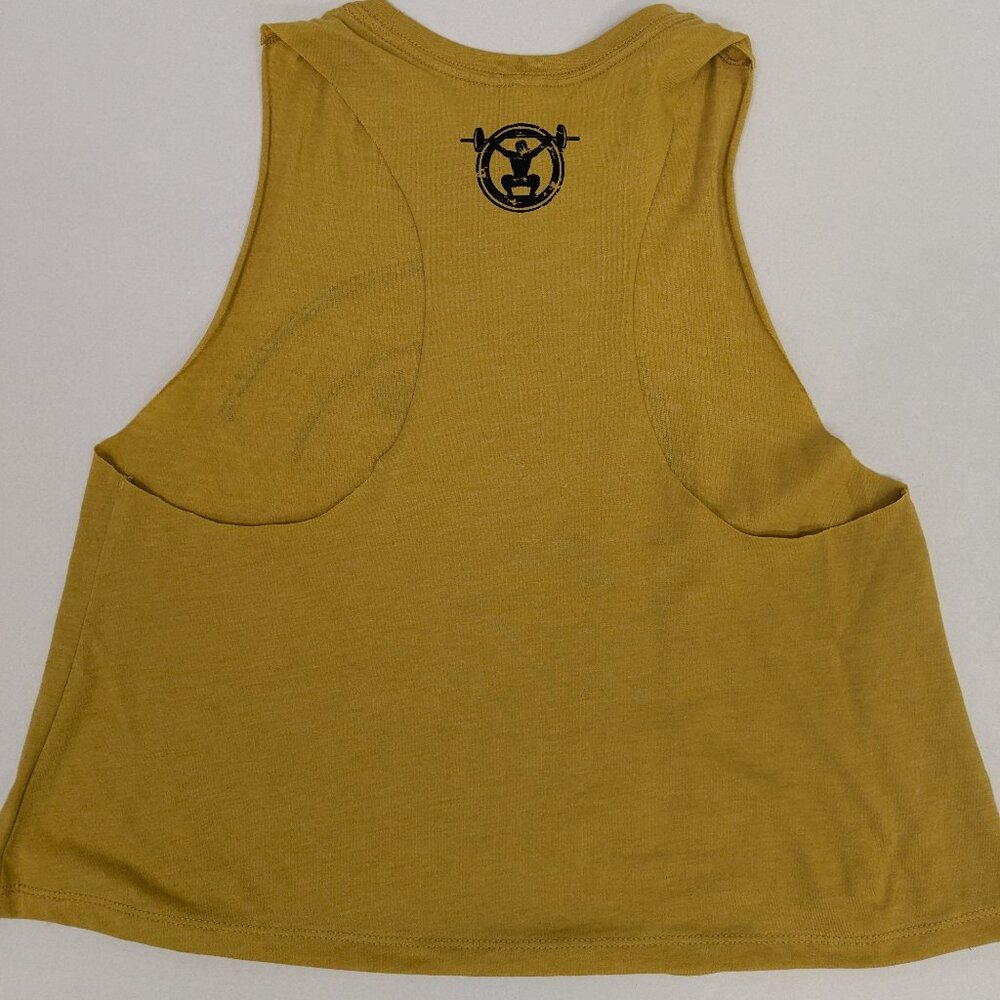 Barbells And Ponytails Crop Racer Tank Top NEW - Picture 2 of 2